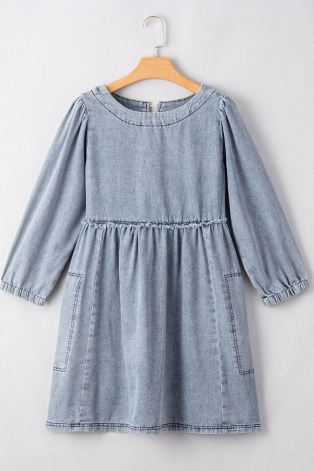 OLIVIA Balloon Sleeve Denim Dress