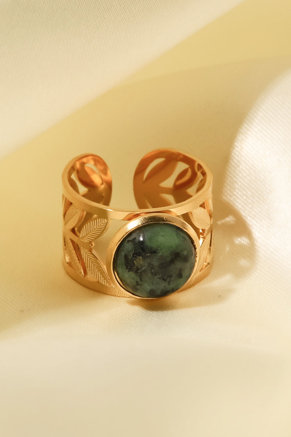 Love Ya So Matcha 18k Gold Plated Malachite Leaf Ring