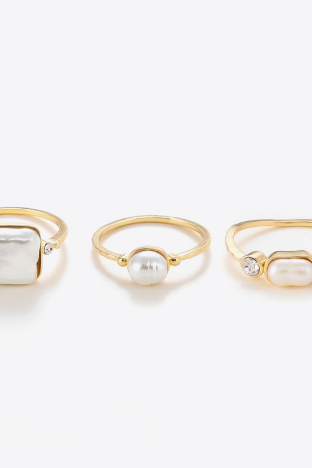 Pretty In Pearl 18K Gold-Plated Ring Set