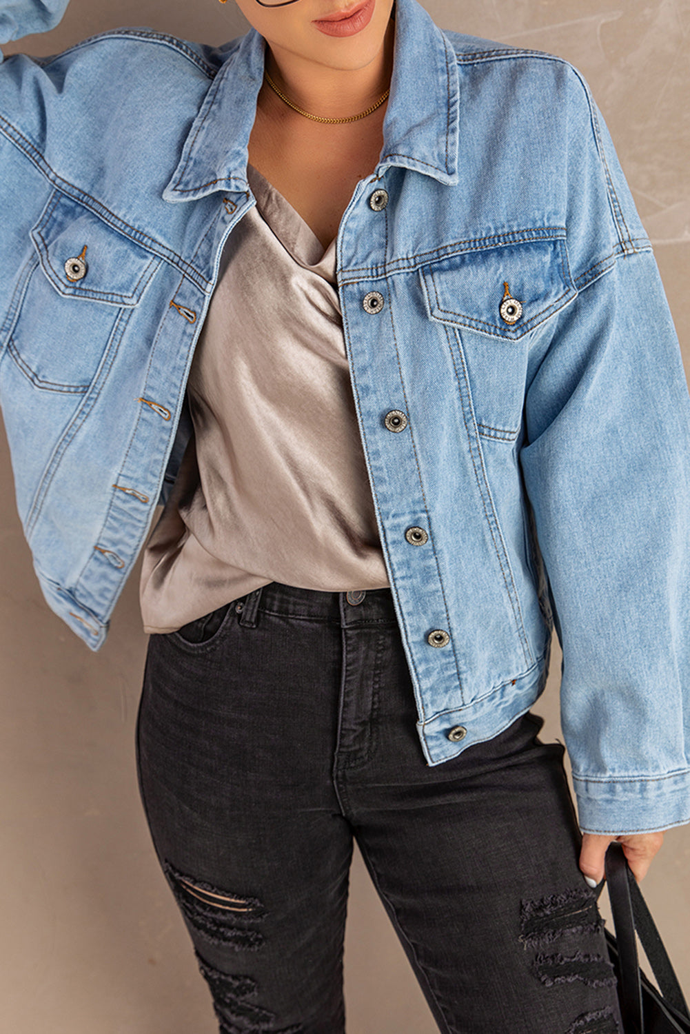 KELLY Dropped Shoulder Denim Jacket