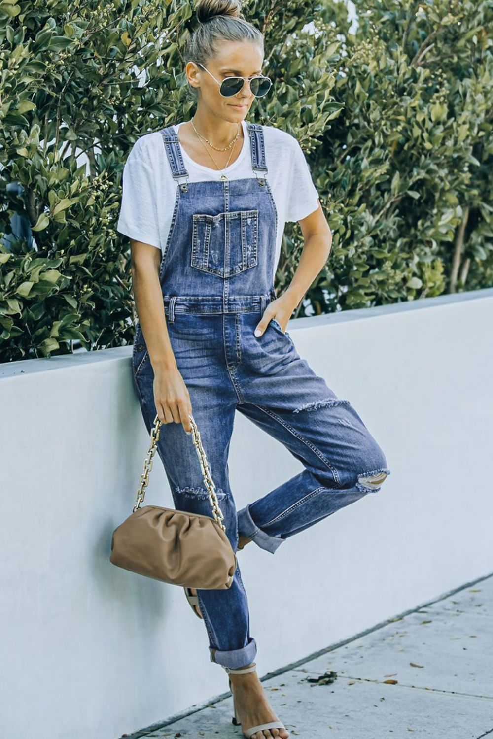 GARLAND Distressed Denim Overalls