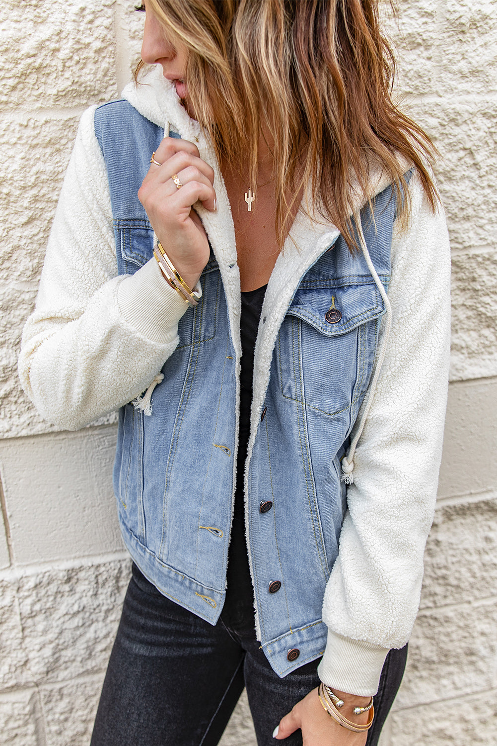 BALLERINI Denim Sherpa Hooded Jacket