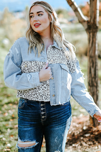 MARILYN Leopard Distressed Jacket [Plus]