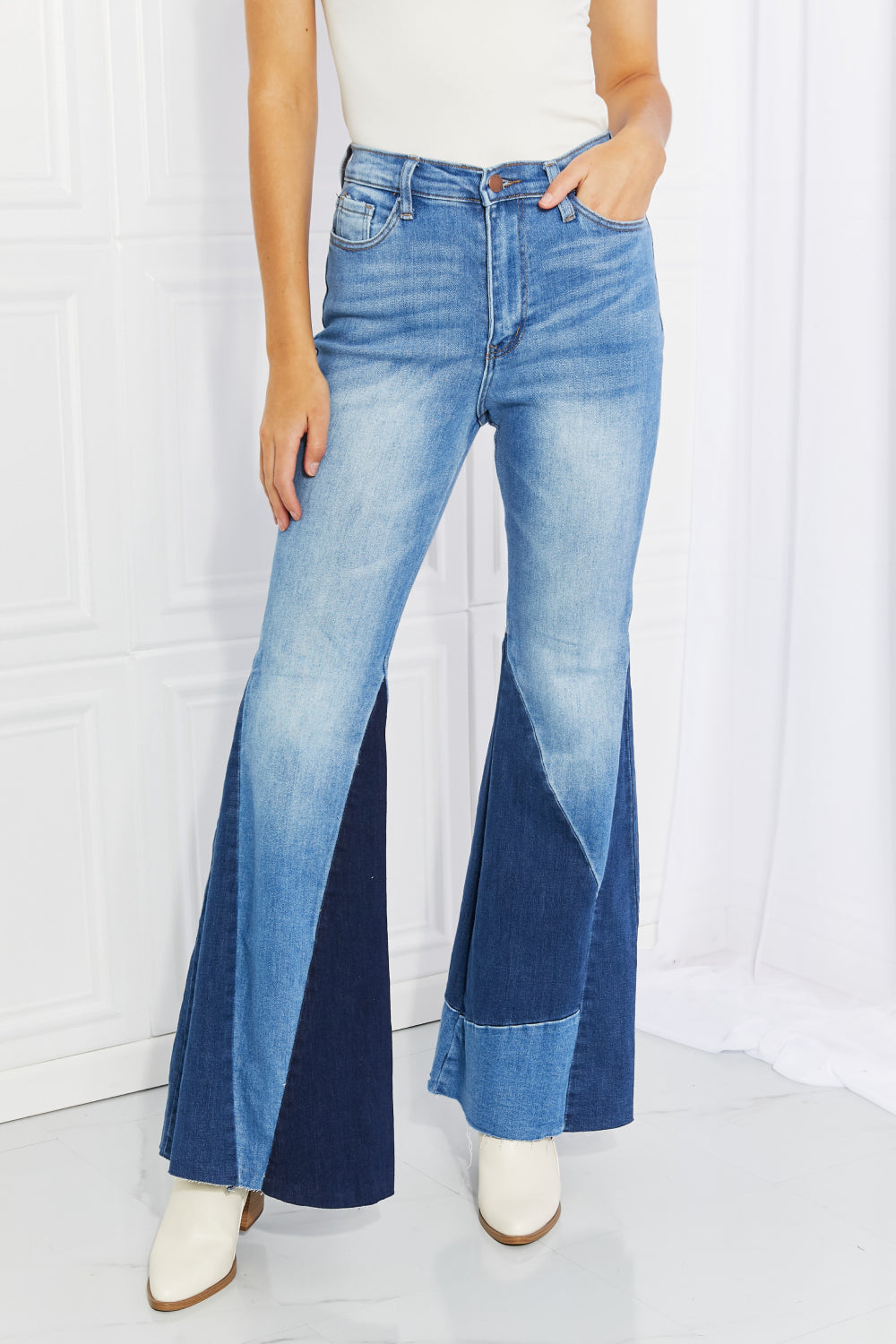 UMA Color Block Flare Jeans