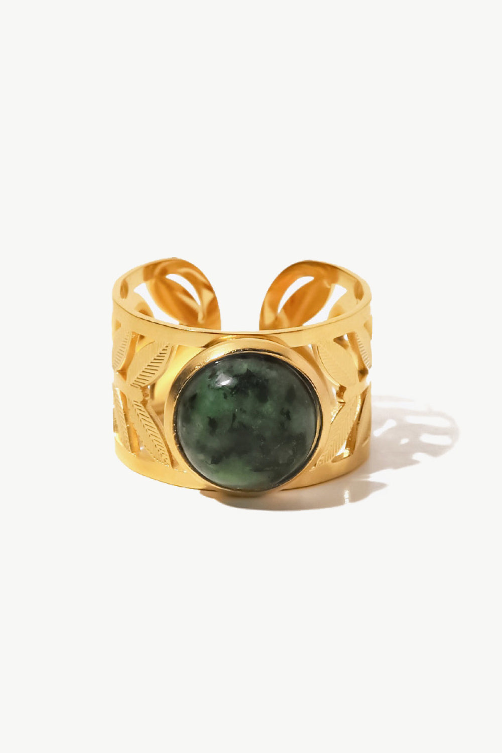 Love Ya So Matcha 18k Gold Plated Malachite Leaf Ring