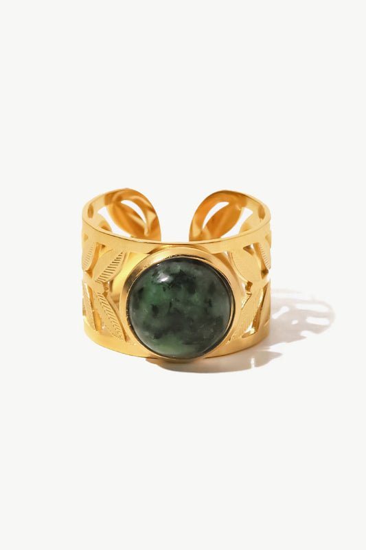 Love Ya So Matcha 18k Gold Plated Malachite Leaf Ring