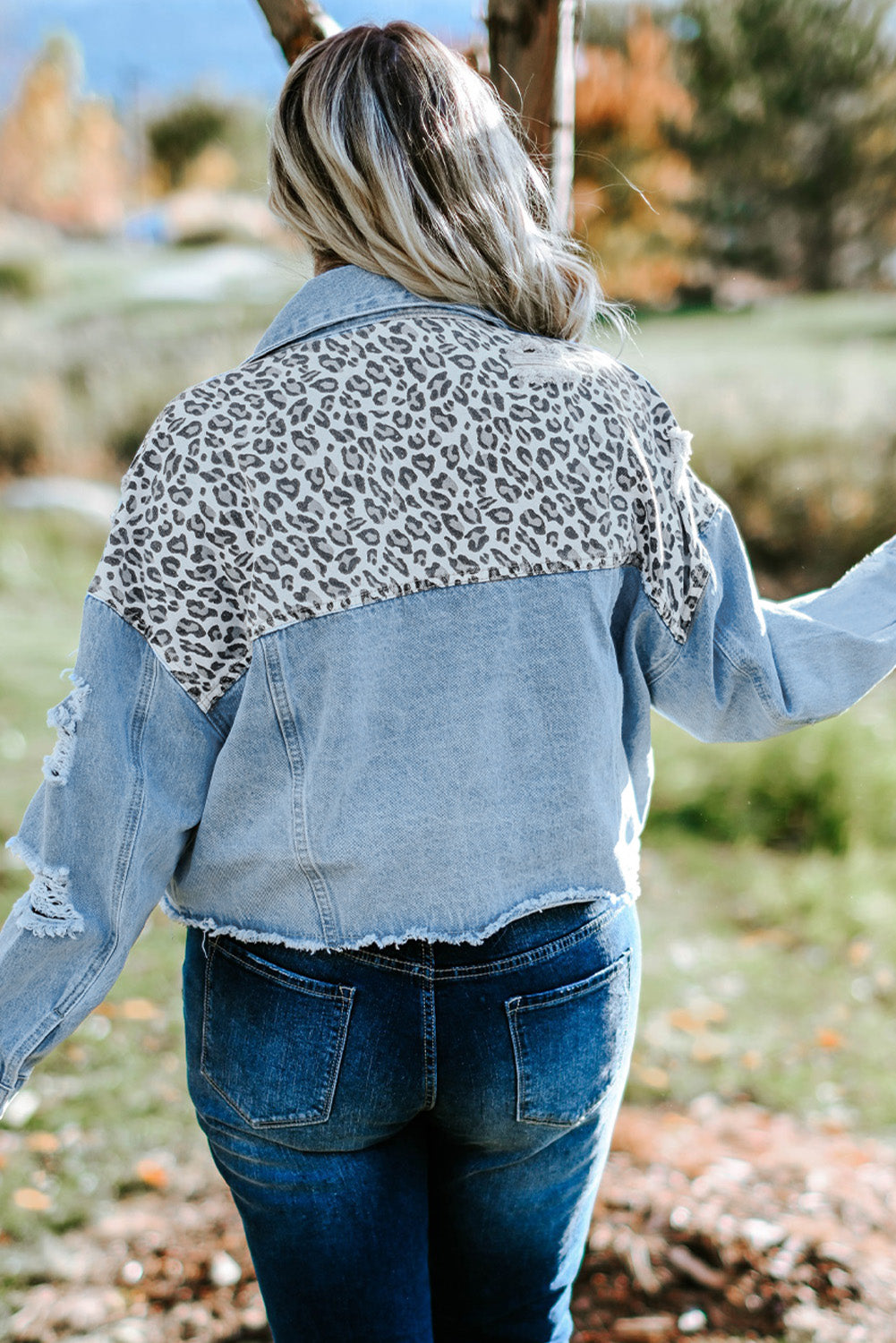 MARILYN Leopard Distressed Jacket [Plus]