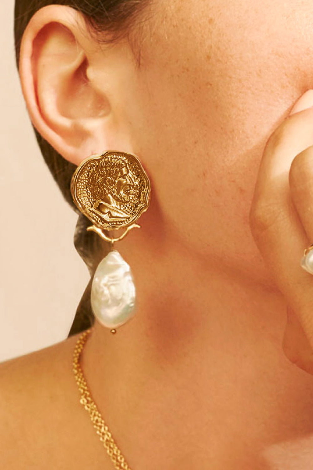 Rome If You Want To Gold-Plated Pearl Drop Earrings