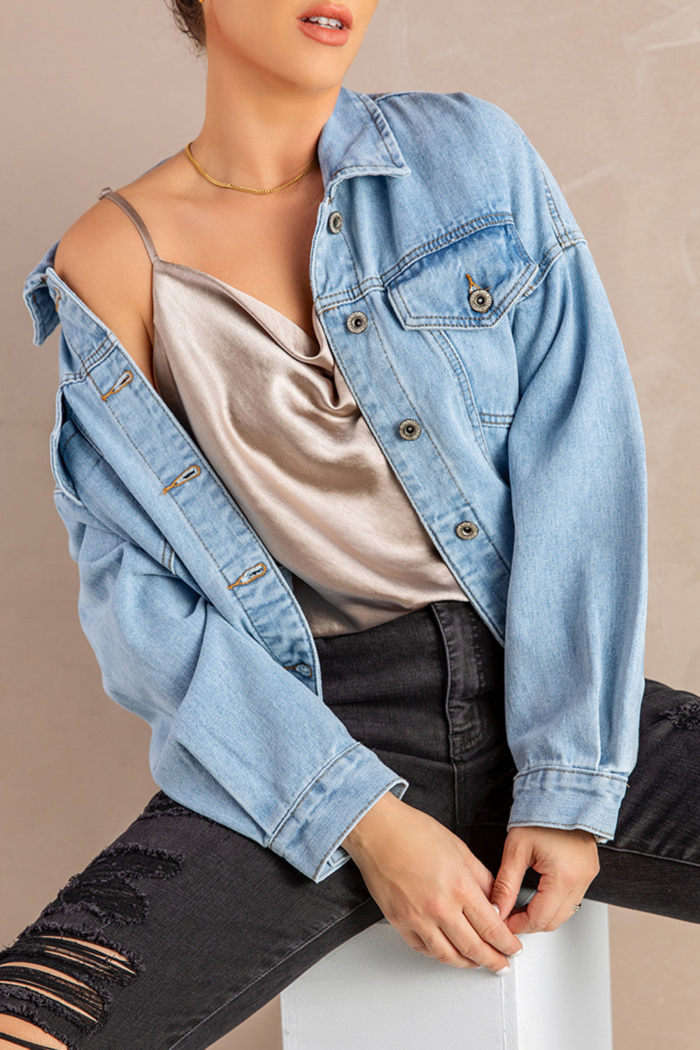 KELLY Dropped Shoulder Denim Jacket