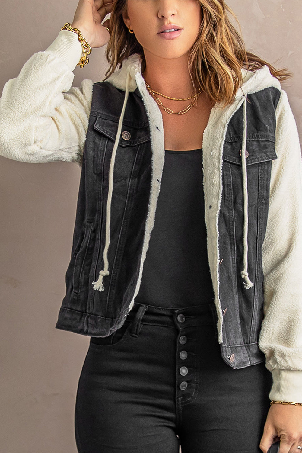 BALLERINI Denim Sherpa Hooded Jacket