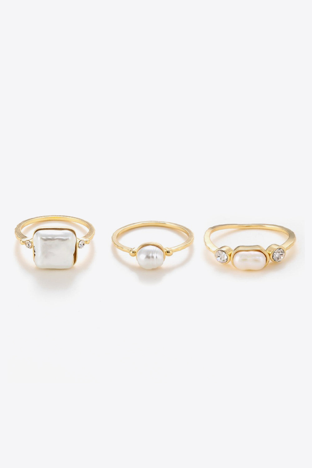 Pretty In Pearl 18K Gold-Plated Ring Set