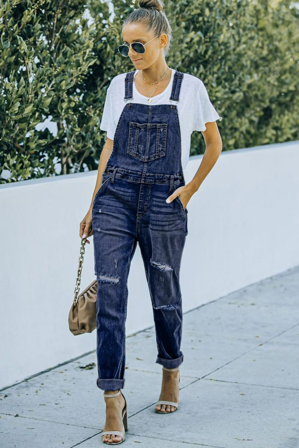 GARLAND Distressed Denim Overalls