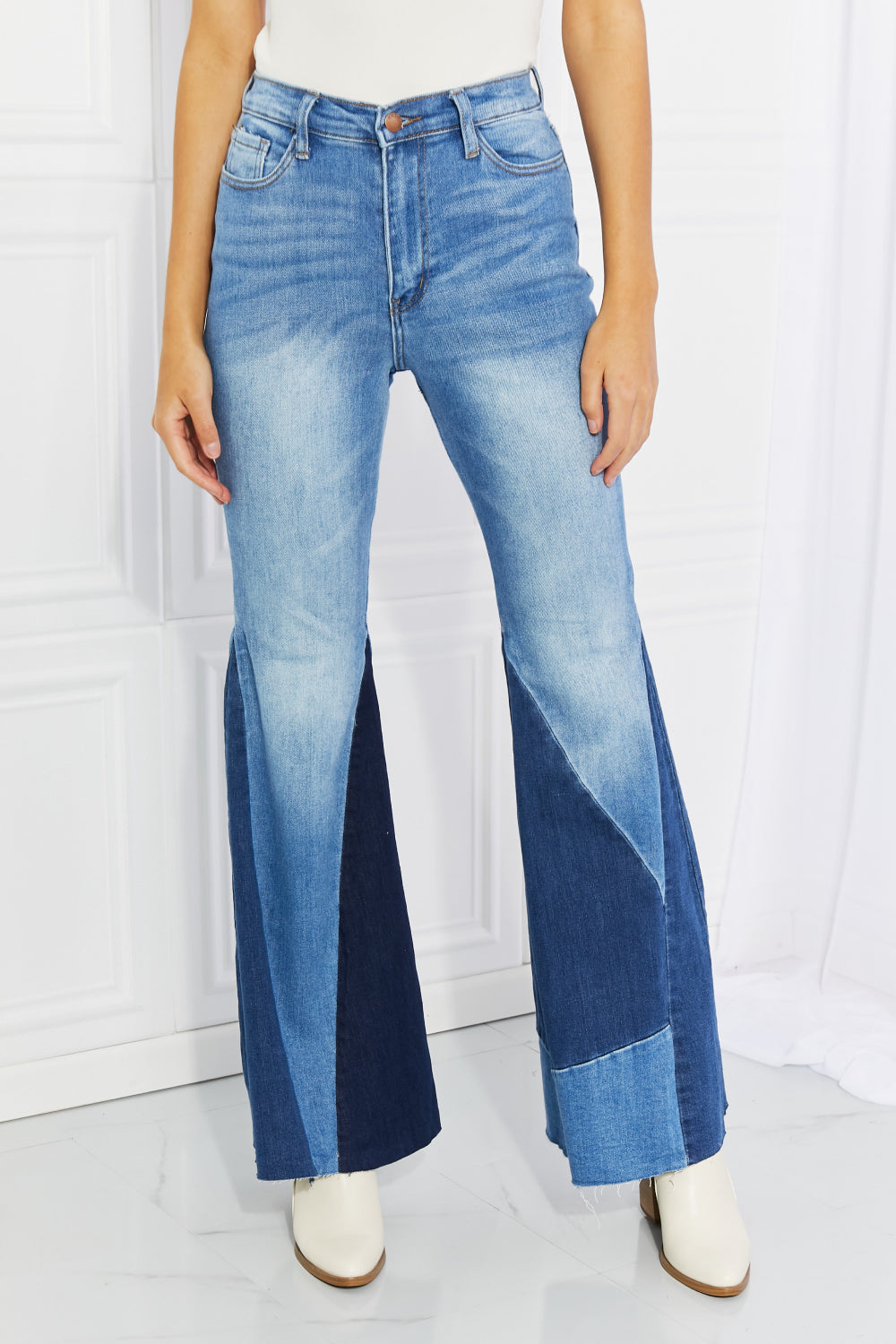 UMA Color Block Flare Jeans