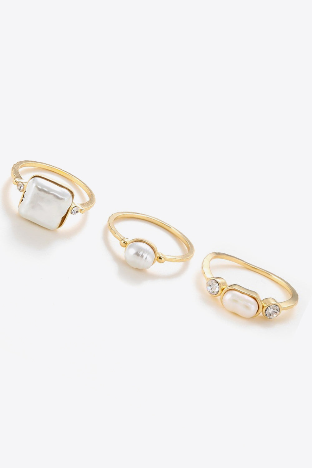 Pretty In Pearl 18K Gold-Plated Ring Set