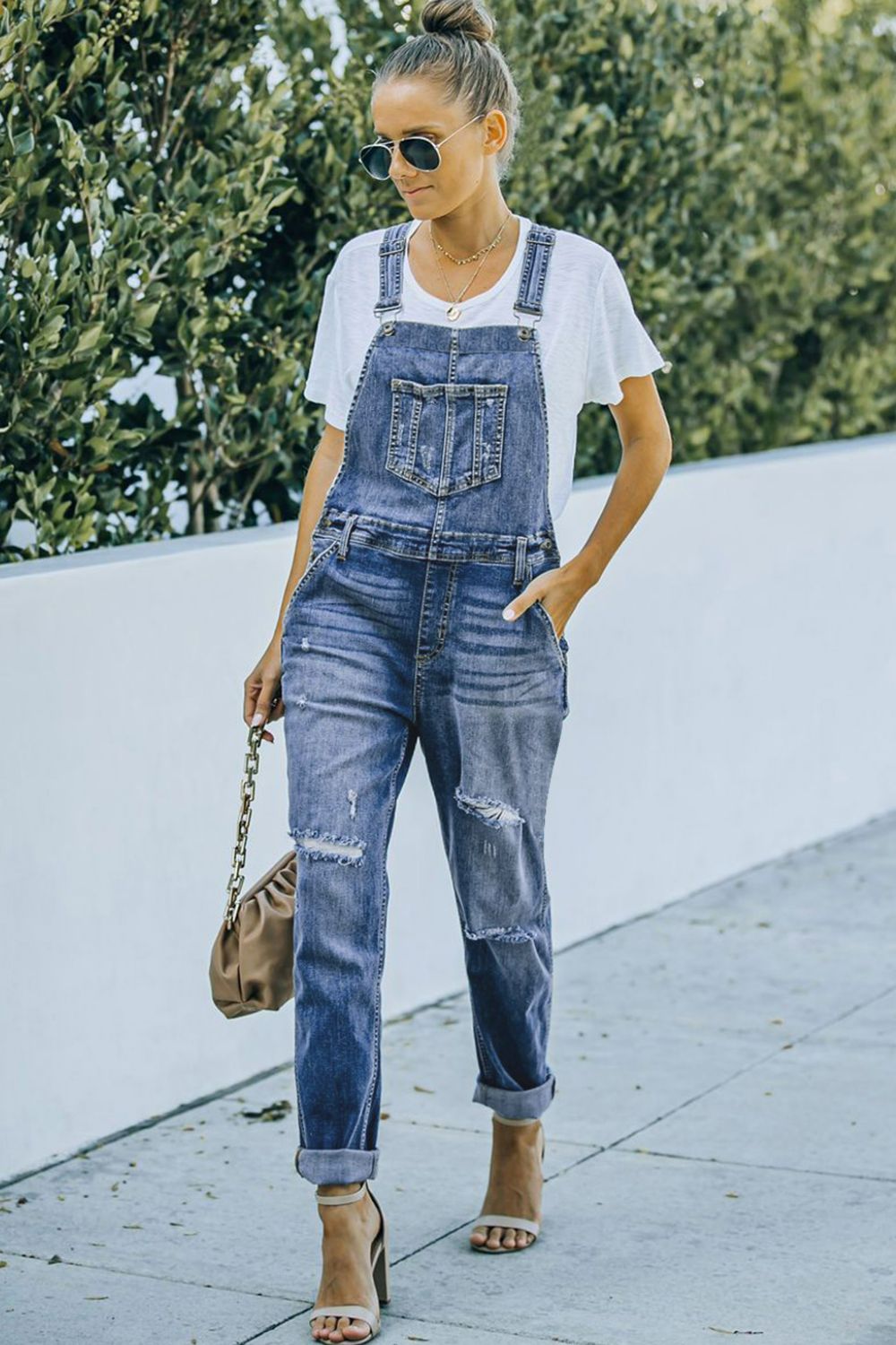 GARLAND Distressed Denim Overalls