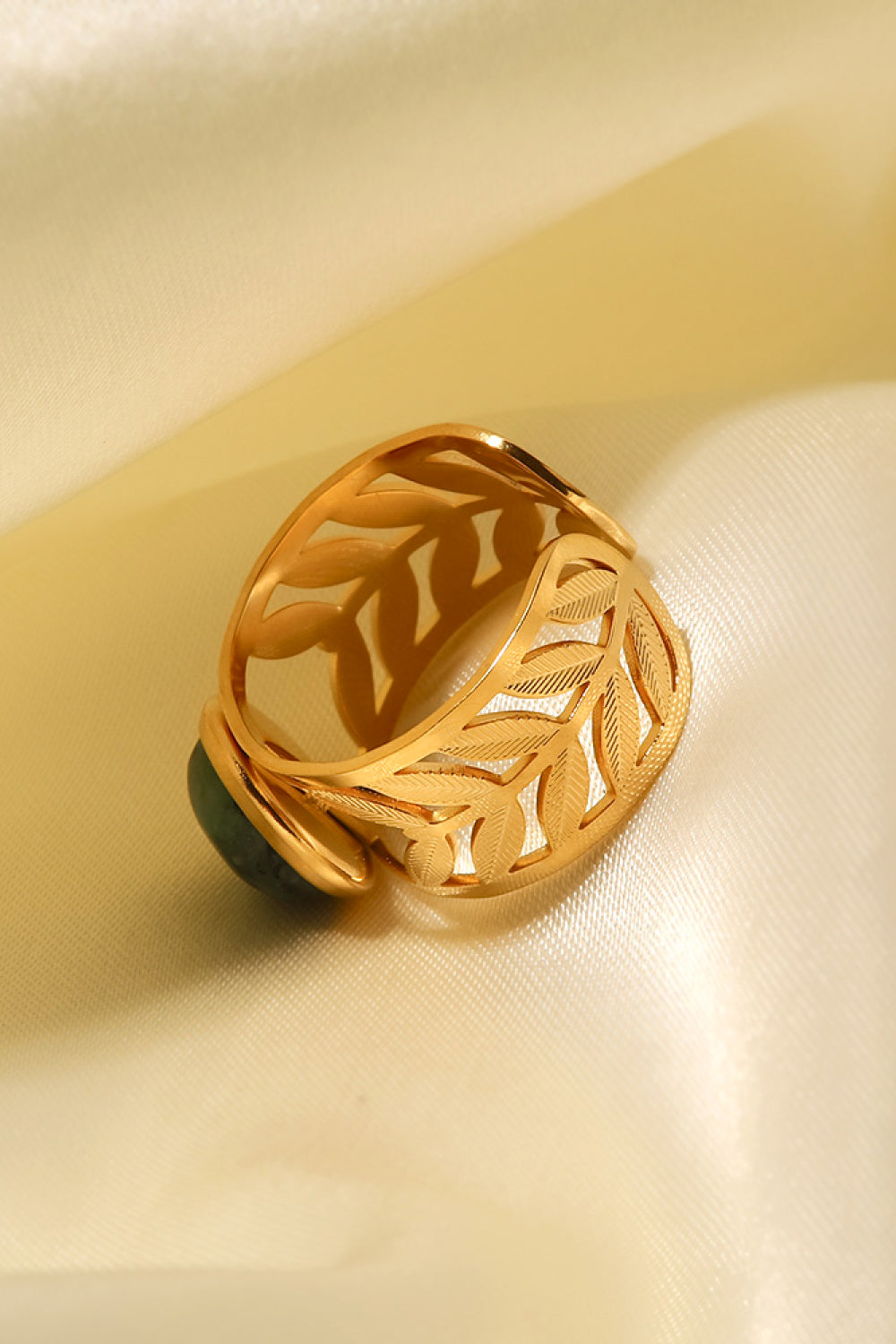 Love Ya So Matcha 18k Gold Plated Malachite Leaf Ring