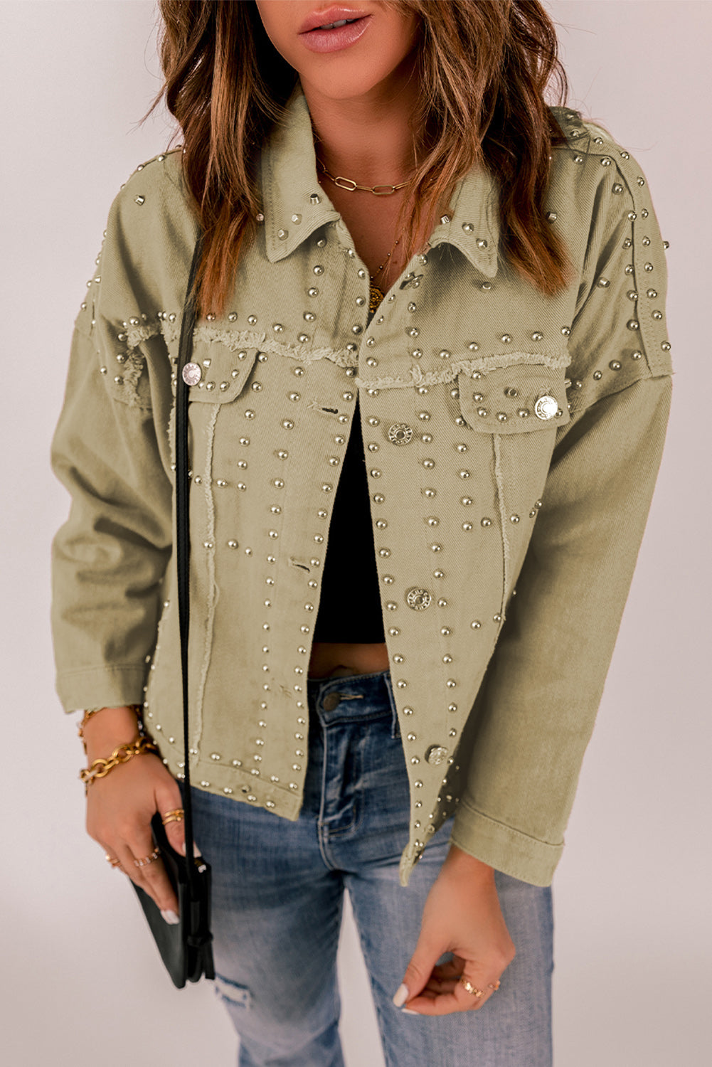 WEAVER Rivet Trimmed Denim Jacket