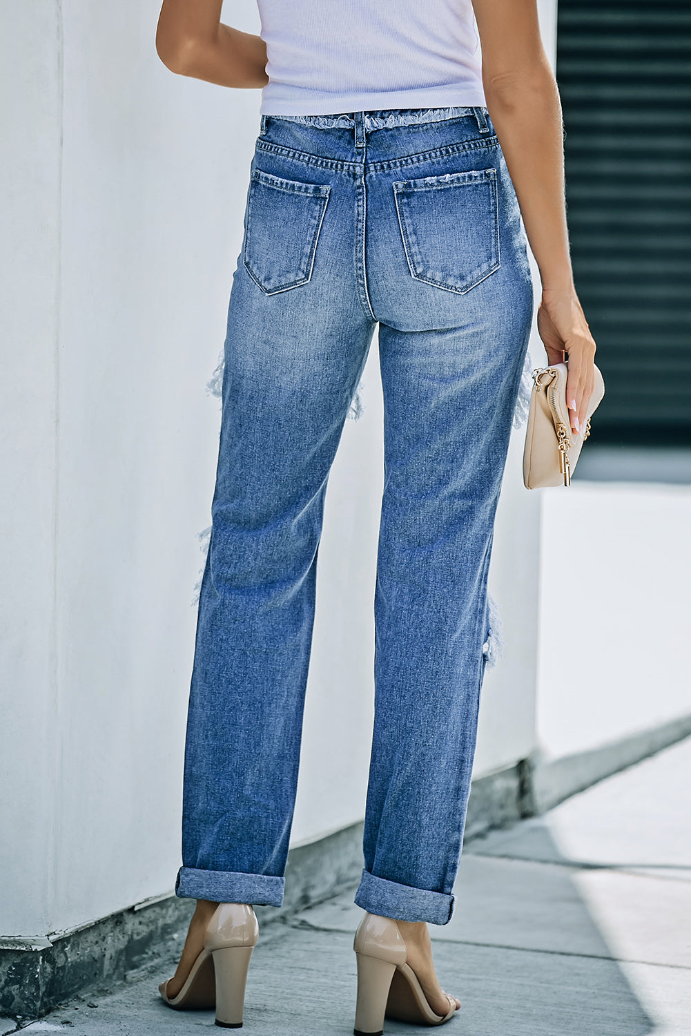 KIDMAN Distressed Straight Leg Jeans