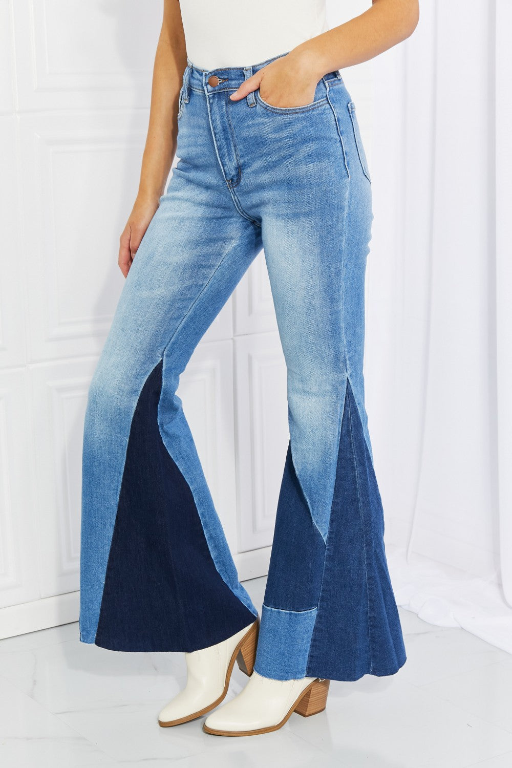 UMA Color Block Flare Jeans