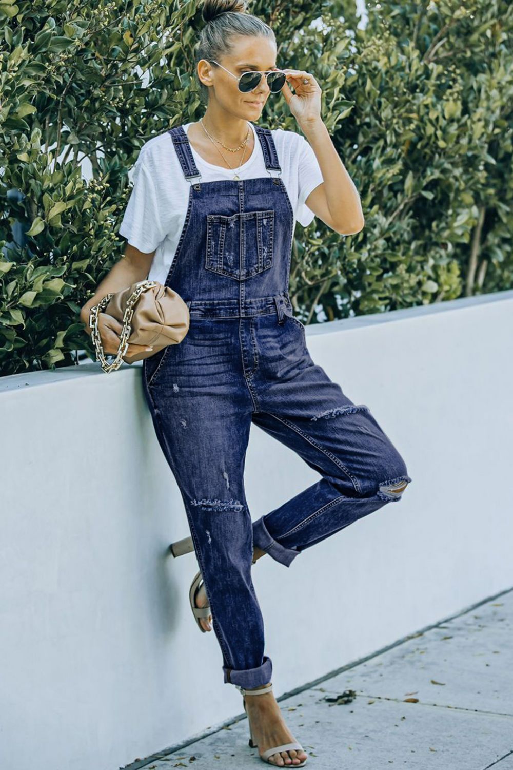 GARLAND Distressed Denim Overalls