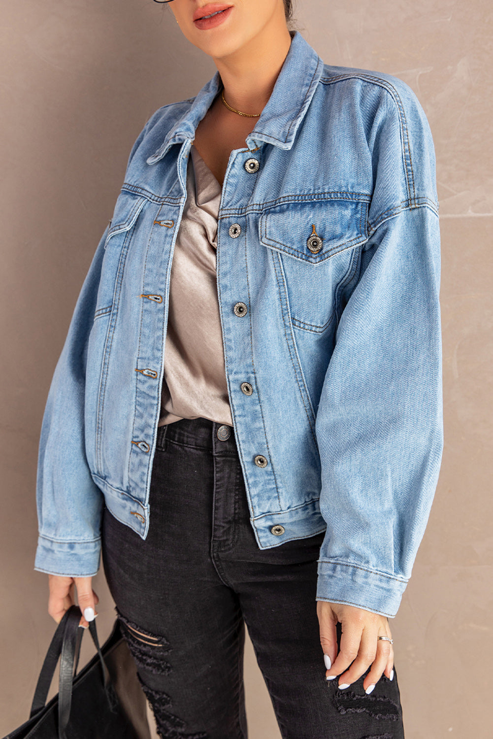 KELLY Dropped Shoulder Denim Jacket